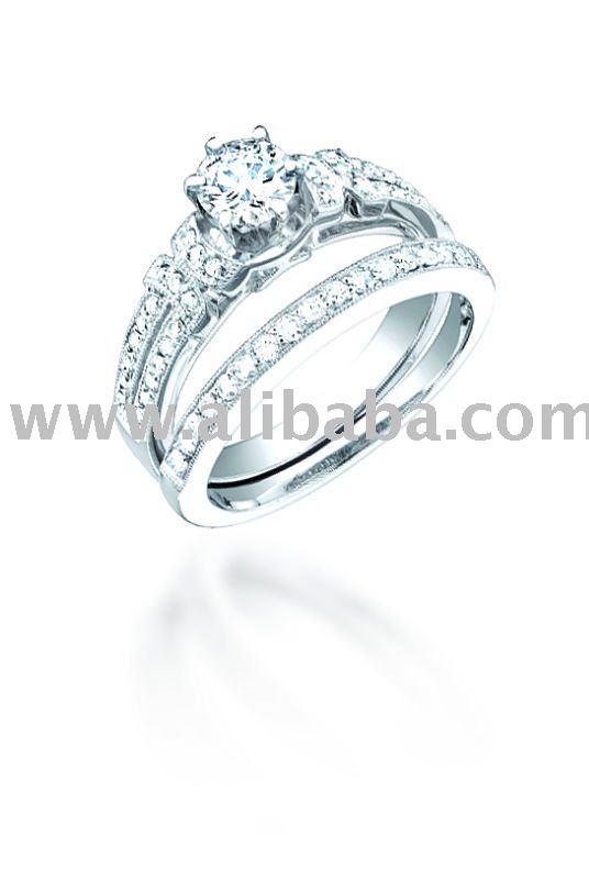 095 Carat DIAMOND ENGAGEMENT WEDDING RING SET 18K White Gold SI G H Color