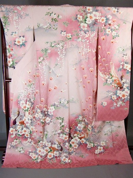 Japanese LongSleeved Dress Wedding Dress Silk 100 Peacock Made In Japan