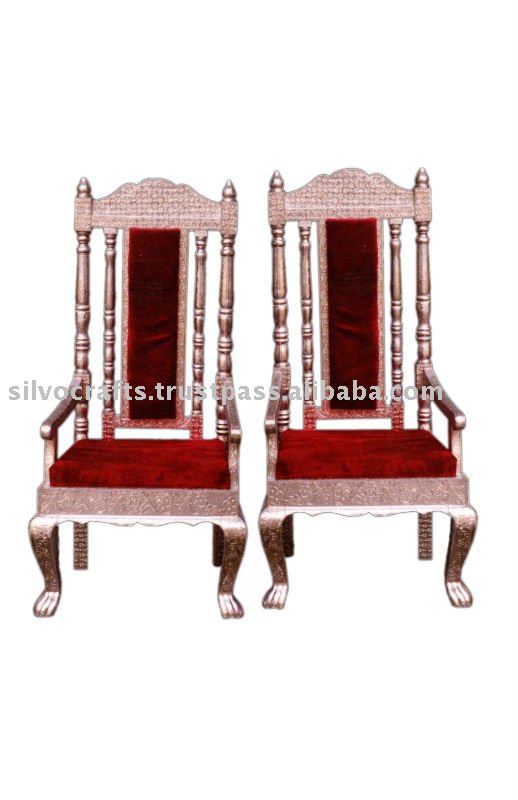 White metal royal wedding chairs for dulha dulhan