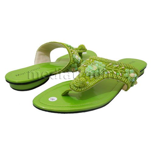 Lime Green Sequin Flower~women's Dress Sandal Photo, Detailed about ...