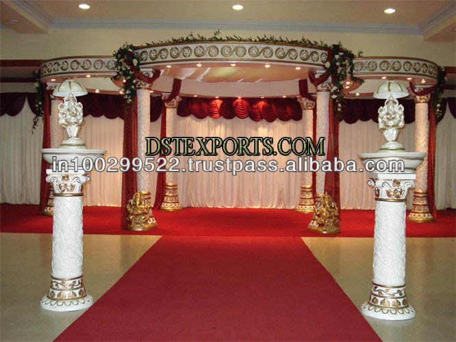 See larger image INDIAN WEDDING WHITE GOLD ROUND MANDAP