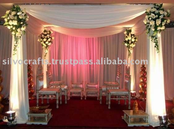 fiber wedding mandap decoration with plain fiber pillars