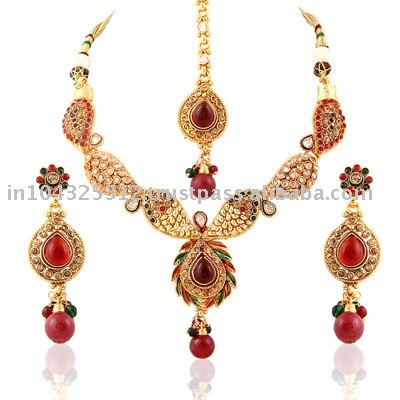 Indian Bridal Jewelry Gold on Gold Plated Indian Bridal Jewelery Necklace Sets Sales  Buy 24k Gold