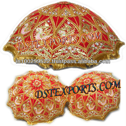 See larger image WEDDING DECORATED RED AND GOLD UMBRELLA