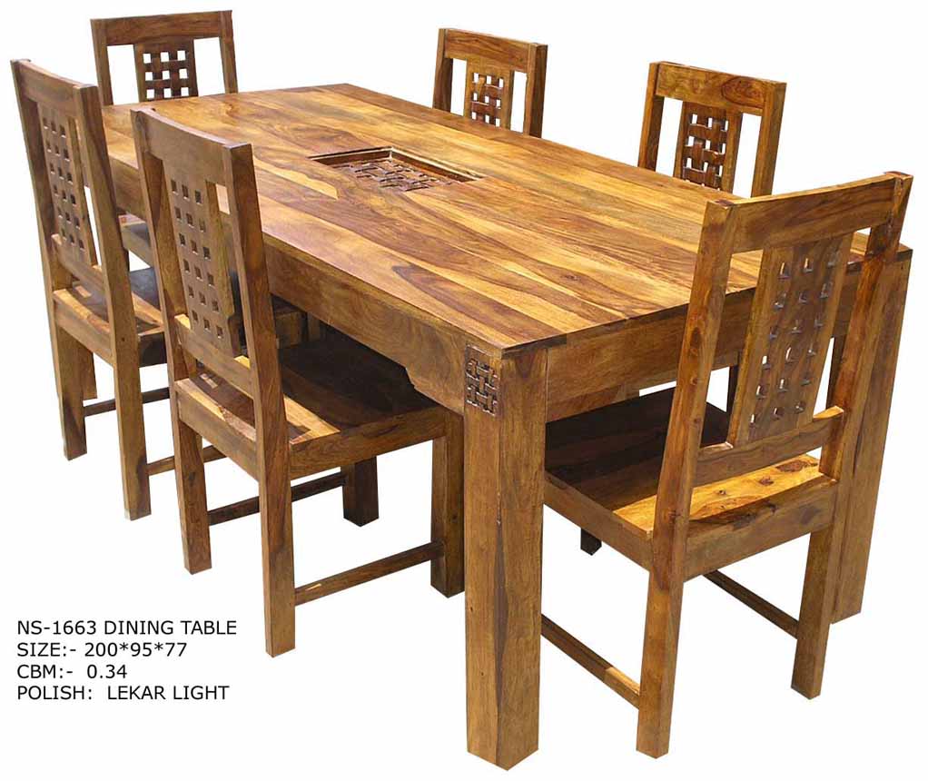 View Product Details: Dining Table Set With Center Carving
