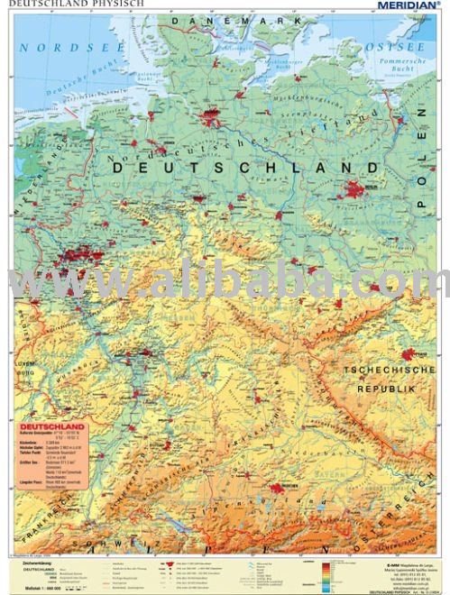 germany world map. Physical map of Germany