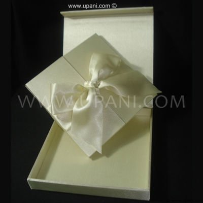 Silk Invitation Box Beautiful ivory faux silk box with ribbon and pad 