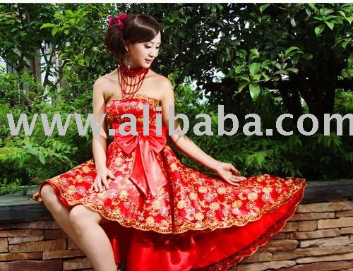 2011 Chinese Style Strapless Wedding Dress