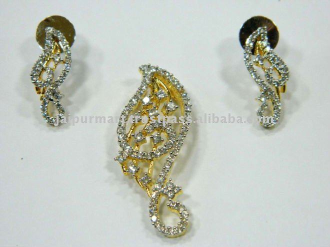 ... Diamond Jewelry - Pendant sets > Bridal Wedding Fashion AD Jewellery