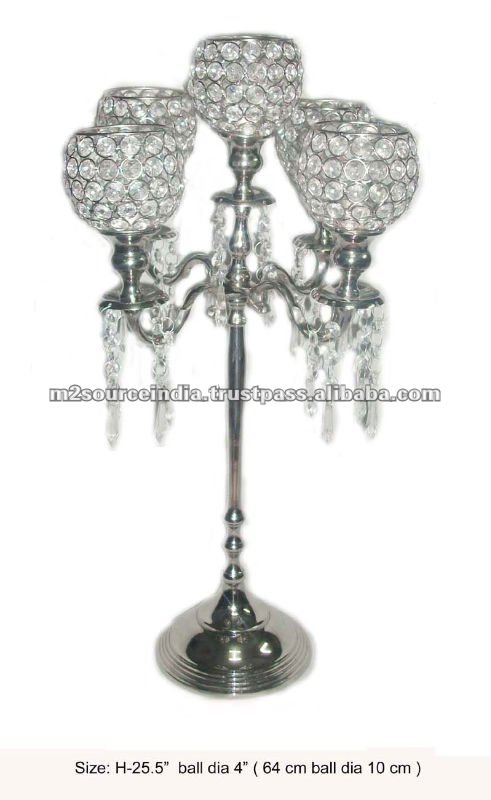 Candelabra with crystal ball attachment candelabra wedding candelabra 