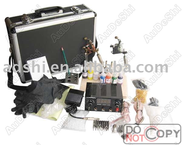 tattoo kit tattoo kit 4, 2 tattoo machine, 1 lcd power supply for 2 machine 