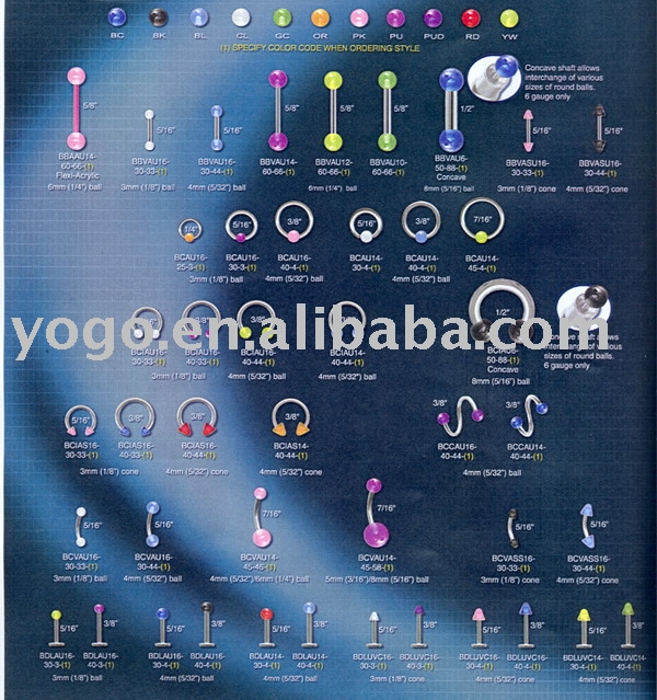 See larger image: UV Sensitive Acrylic body piercing jewelry
