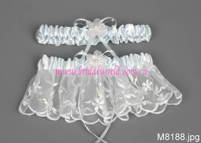 light blue bridal garter set with beautiful lace