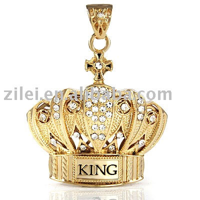ZL071HH Gold Crown King Pendant Bling Bling pendant HipHop Jewelry
