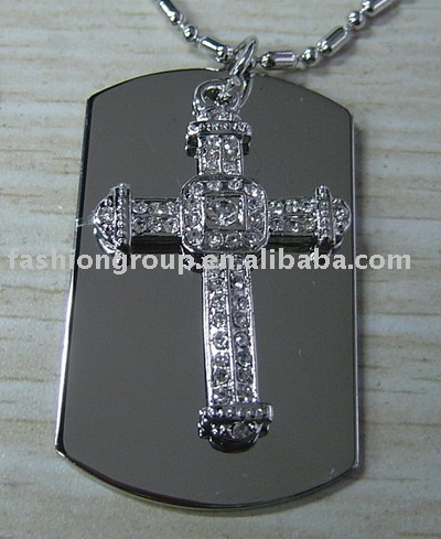 hip hop dog tag pendant necklace pendant chain iced out bling bling men's