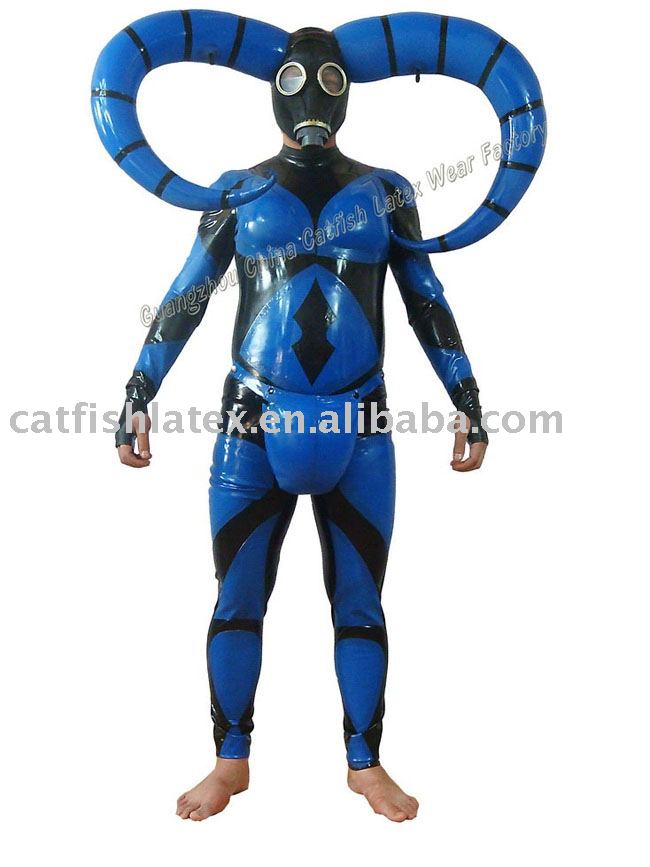 cat in suit. Inflatable rubber cat suit