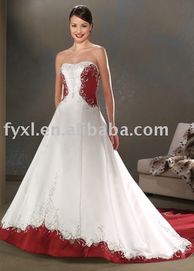 See larger image white and red wedding dress
