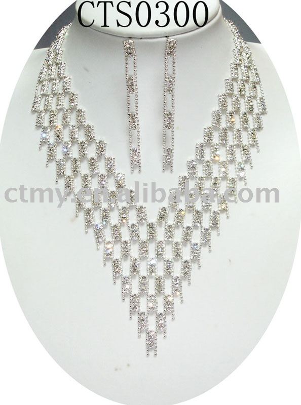 CTS0300 wedding or bridal or CZ diamond necklace and earring fashion party 