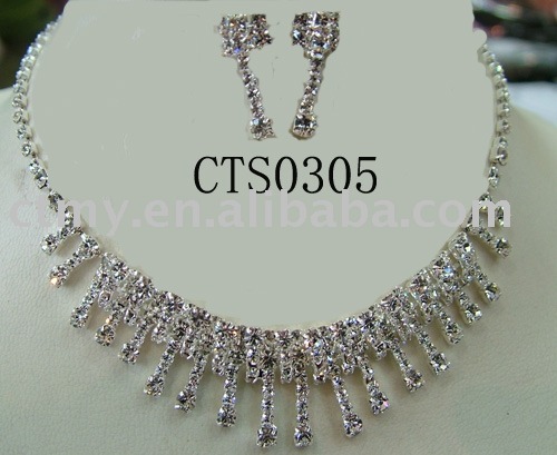 CTS0305 wedding or bridal or CZ diamond necklace and earring fashion party 