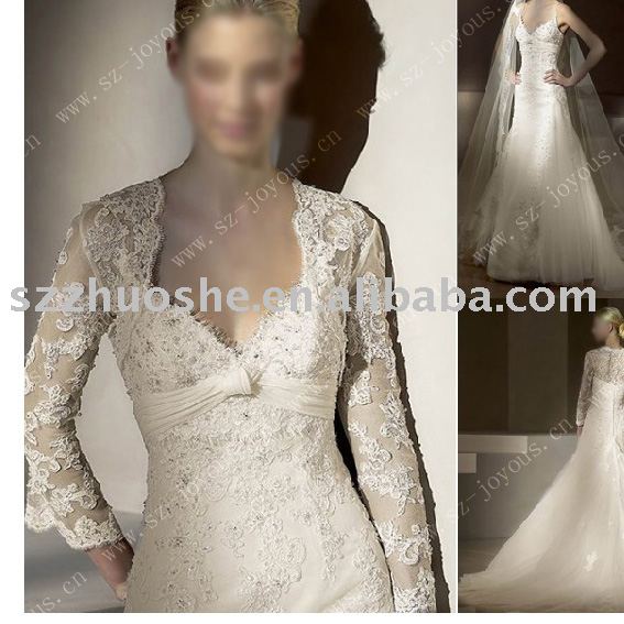 long sleeve wedding dress lace JK1002