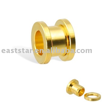 See larger image: Body Jewelry / Gold Plated Piercings / 14K gold plated tunnel with threaded back, 00 ga. Add to My Favorites. Add to My Favorites