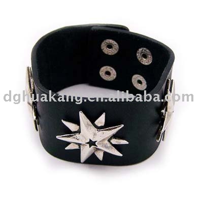    Fashion on See Larger Image  Fashion Leather Bracelet Hip Hop Style With Metal