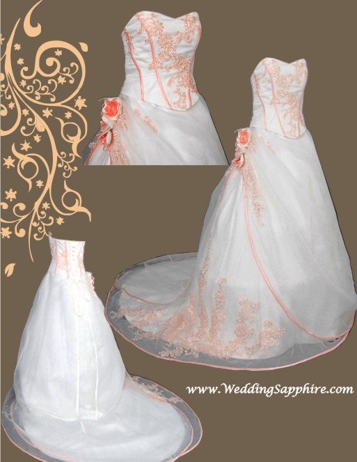 orange and white wedding dress