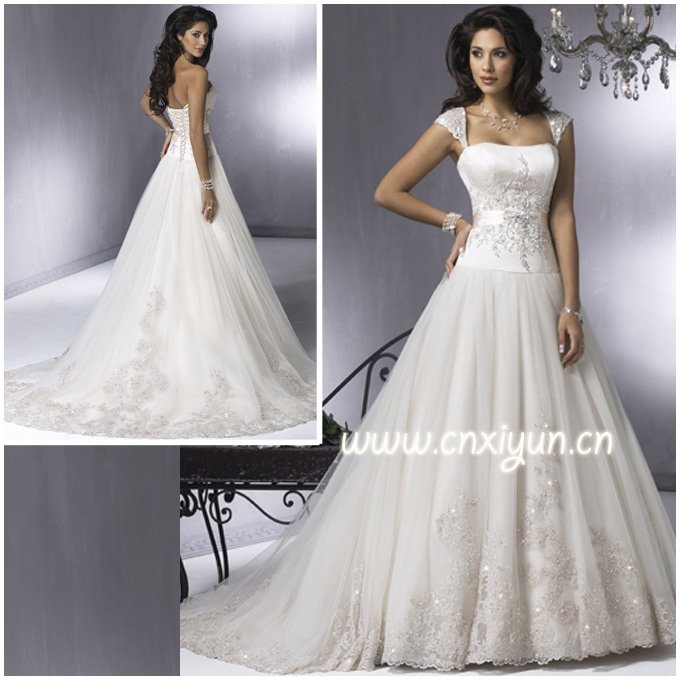 Sleeveless Wedding Dresses High Quality Appliqued Beaded Aline Classic 
