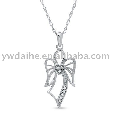 Angel Charms on Alloy Necklace Angel Heart Pendant Necklace Fashion Angel Heart