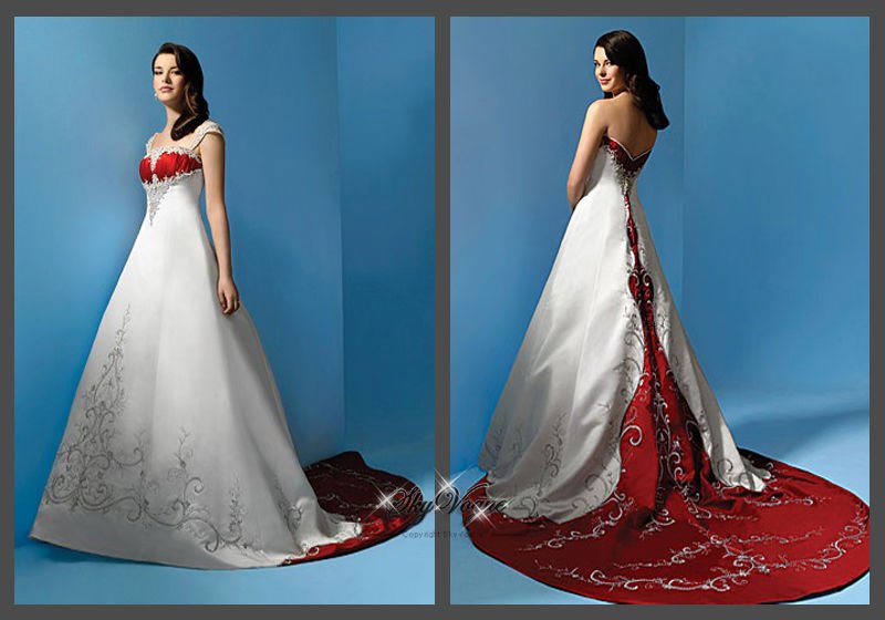 AA1193 Strapless red and white wedding dresses red and white wedding dress