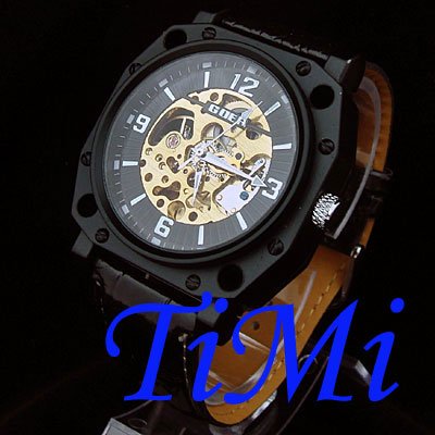 Fashion Union Mens on Fashion Mens Skeleton Watch Visible At Night Black Gold Products  Buy