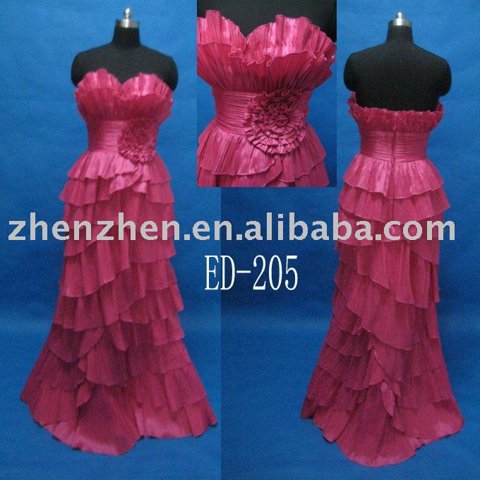 ED205 zhenzhen light pink crunpled taffeta evening dress