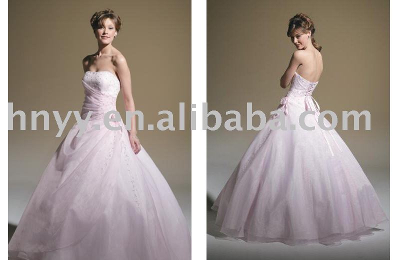 See larger image 2010 satin pink lace up bridal wedding gown