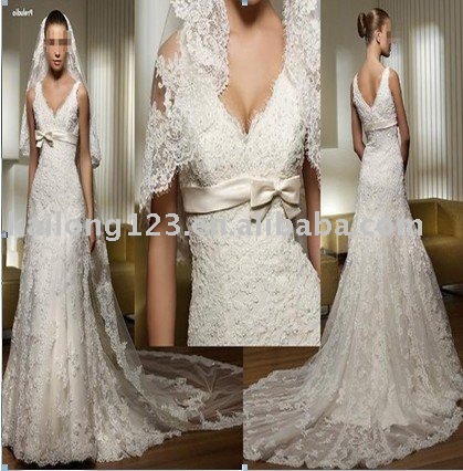 2011 elegant simple lace wedding dress KL3110