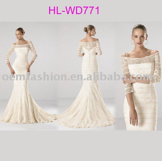 Fascinating Mermaid Long Sleeve Wedding Gown HLWD771