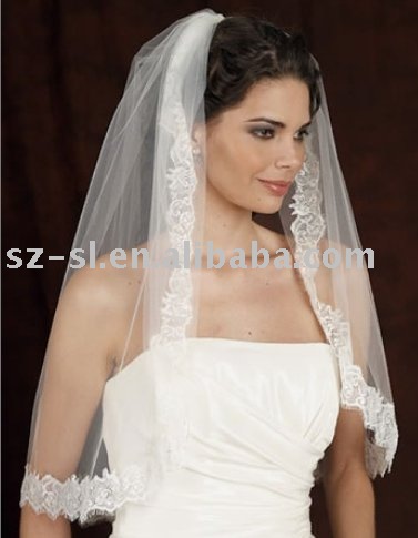 Bridal wedding veil lace edge sl45