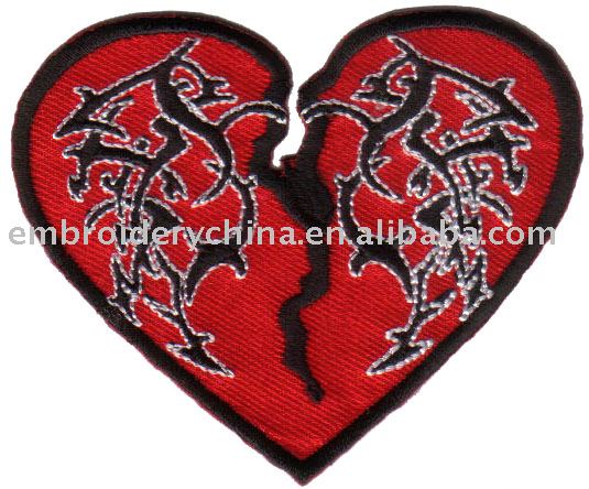 See larger image embroidery broken heart patches