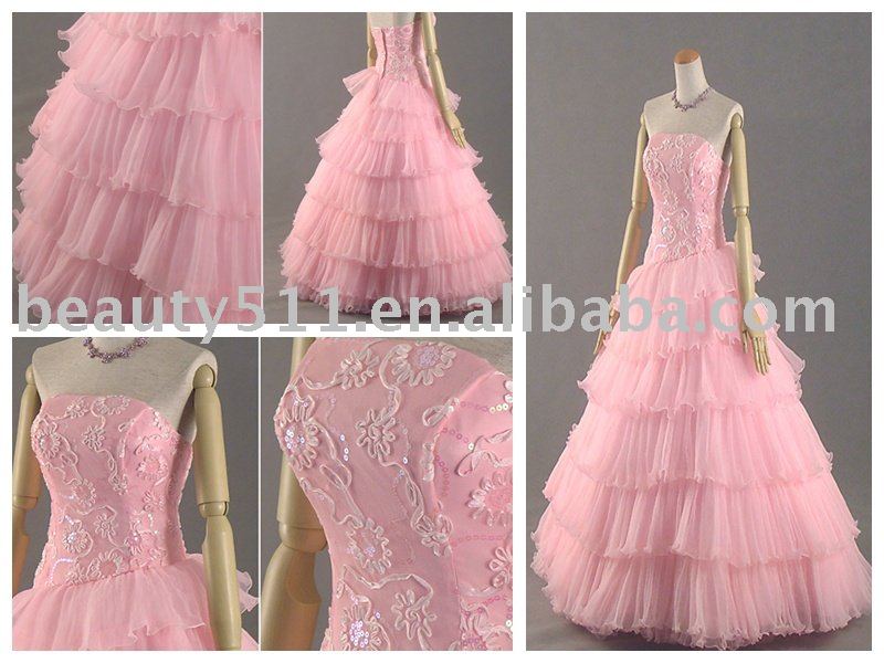 pink embroidered bow wedding dress bridal gownwedding gownbridal dress 