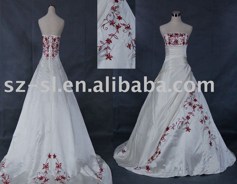 Wedding dress red embroidery sl1500
