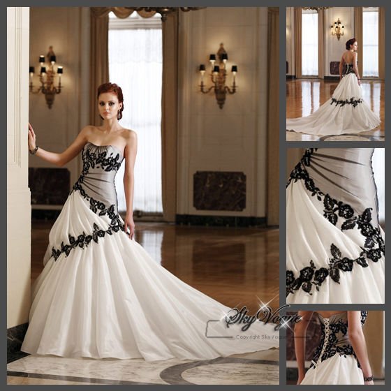 SP2952 black lace wedding dress