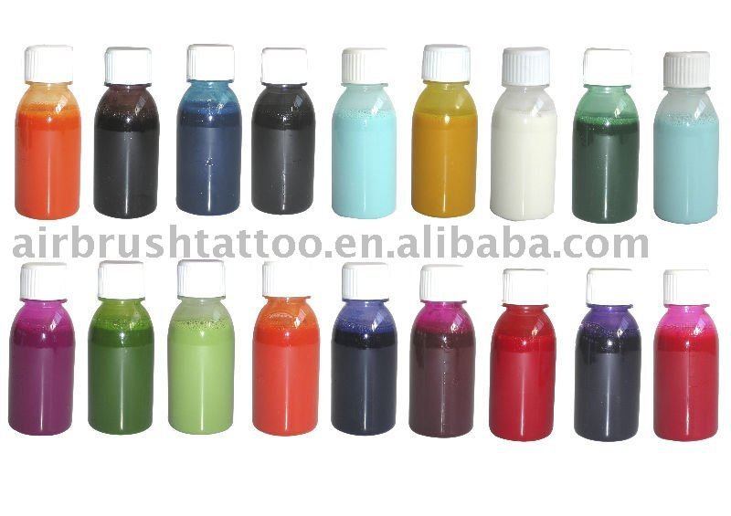 8 Color Primary Airbrush Tattoo Ink Set, Kustom Body Art Temporary Tattoo