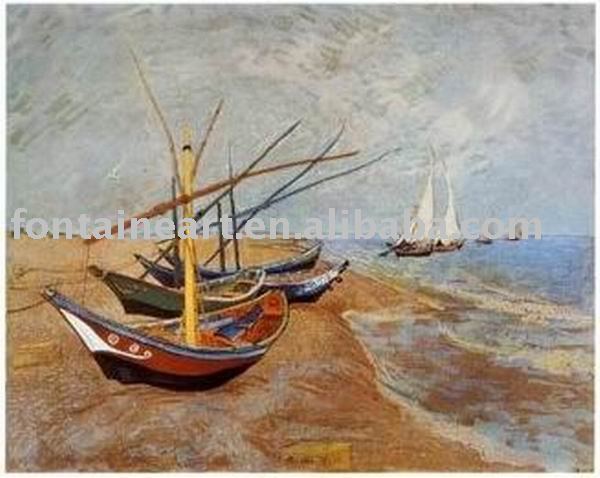 copy boats oil painting