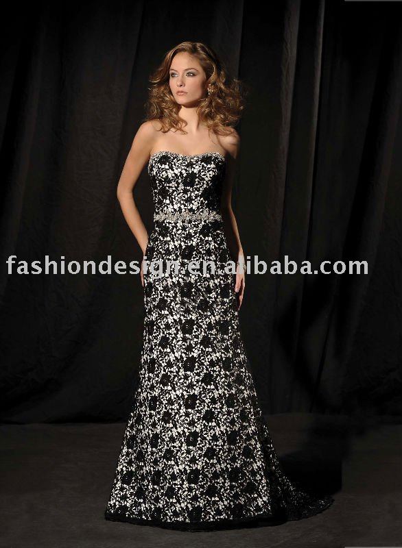 YS127 2011 Hot selling black lace wedding dresses