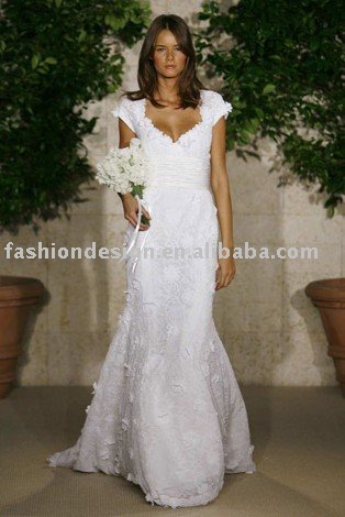 pure white lace wedding dressescustom made wedding gowns YS161