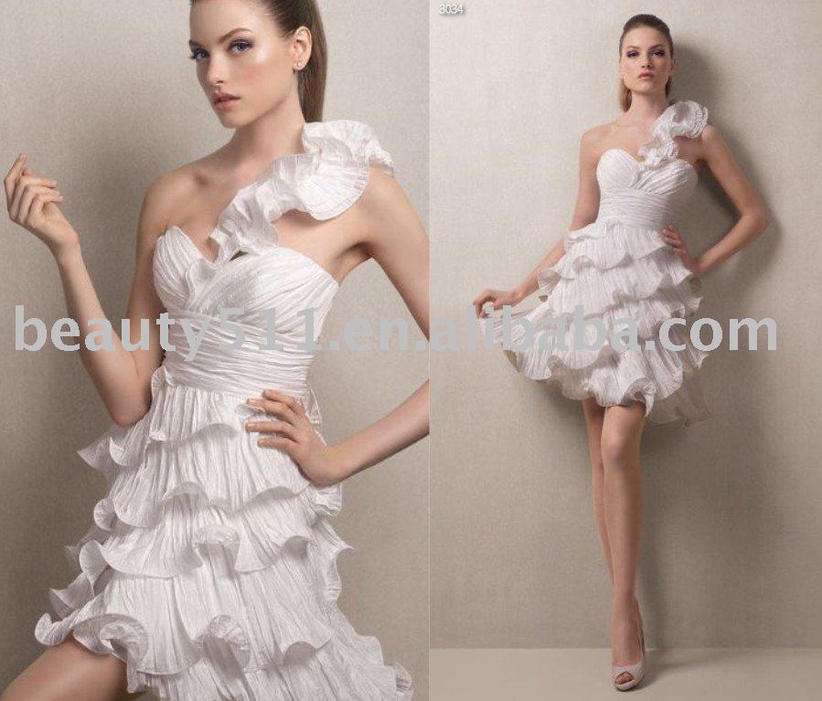 2010 mini short wedding gowns bridal dresses Aline WDAH0129