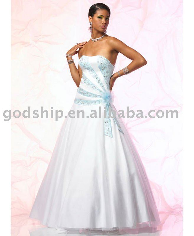 5318 blue and white wedding dress beaded in 2010