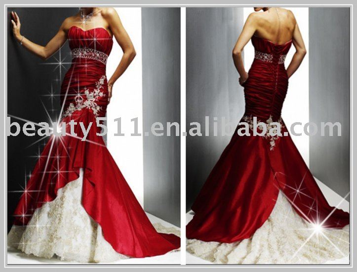 2010 chinese red wedding dress bridal dresses Aline WDAH0155