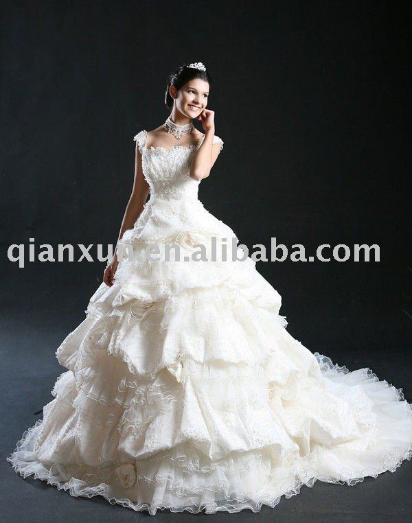 new style full lace wedding dress with cap sleeves