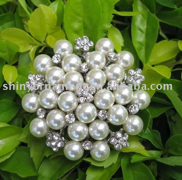 Fashion alloy rhinestone flower pearl brooch