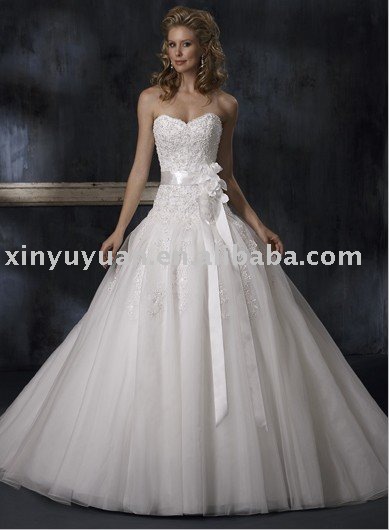 Best selling full A line sweetheart neckline beaded sexy strapless wedding 